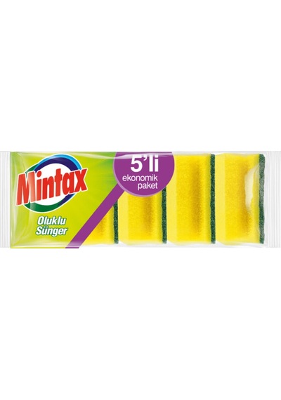 Mintax Oluklu Sünger 5'Li X 10 Adet