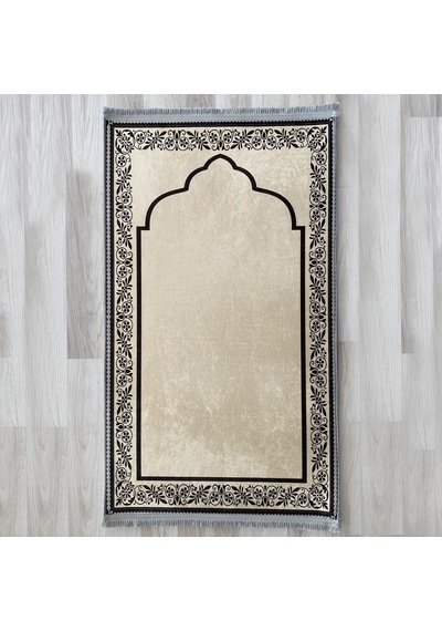 Evaşk Namazlık Dokuma Halı Kaymaz Muslumana Seccade80 x 130 Krem EVASK801A80