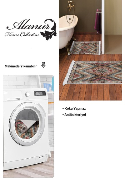 Dekoreko Kaymaz Taban Djt 2 Li Banyo Paspas Takımı Trend Saçaklı Iskandinav F5003 Renkli