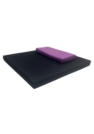 60x60 Meditasyon Minderi Seti İkili Yoga Meditasyon Minderi Lotus Çiçeği Baskılı Meditasyon Minderi Siyah - Mor