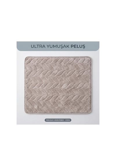 Premium Soft Vizon Gri Yaprak Desenli Peluş Mikrofiber Bez 30x40 Cm - Çok Amaçlı Ev, Ofis Ve Oto İçin
