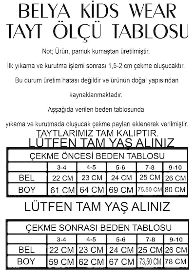 Belyakidswear 3 Lü Paket Pamuğa Pamuk Kız Çocuk Fitilli Taytlar Siyah,mor,gülkurusu