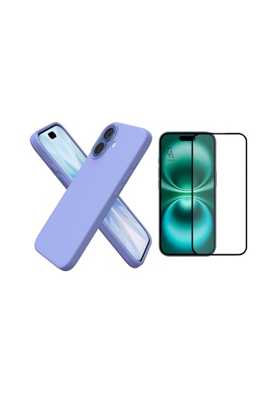 Apple Uyumlu iPhone 17 Içi Kadife Lansman Kılıf Ve Seramik Tam Kaplayan Cam Ekran Koruyucu Lila