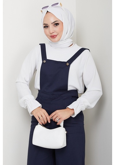 Bestenur Gülru Cepli Gabardin Tulum 1587 - Lacivert Lacivert