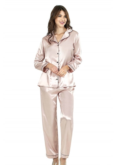 Civetta Pudraikili Saten Gecelik Pijama Takımı 7647 Pudra