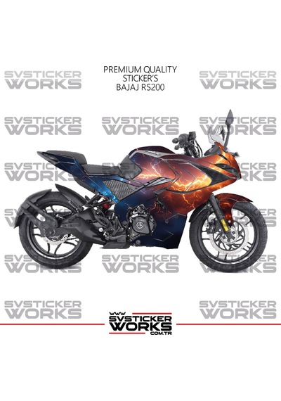 Bajaj Rs200 Kaplama Sticker Kırmızı Ve Mavi Şimşek Design Motor Kaplama Modeli Hazır Kit Tüm Modeller Uyumlu