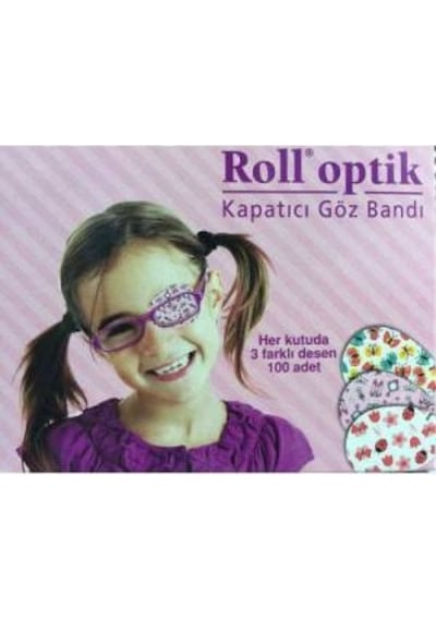 Roll Optik Kiz Çocuk 3 Desen Göz Kapama Bandı 100 Adet