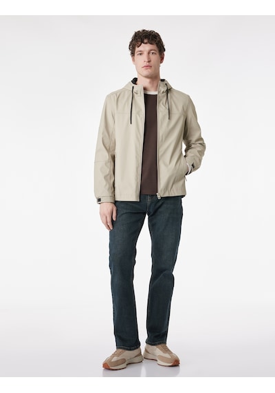 Koton Uzun Kollu Fermuarlı Slim Fit Kapşonlu Yağmurluk Bej 6sam20021hw Ekru