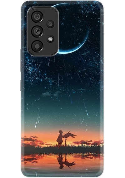 Samsung Uyumlu A73 Kılıf Silikon Desen Ay Ve Kız 1720