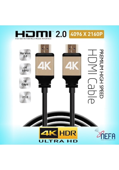4K Hdmi Kablo 2.0 Hızlı 3D Altın Uçlu 3 M
