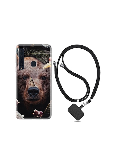 Samsung Galaxy Uyumlu A9 2018 Kılıf Ipli Askılı Flowers Bear 1337