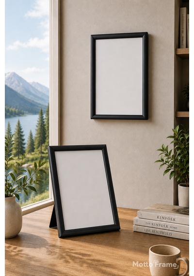 13x18 5r Plastik Fotoğraf Çerçevesi Şeffaf Pvc Korumalı Arkalık Ayaklıklı Poster Resim Belge Sertifika Çerçevesi Siyah