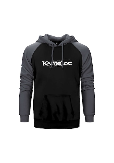 Kamelot Yazı Gri Renk Reglan Kol Kapşonlu Sweatshirt Gri