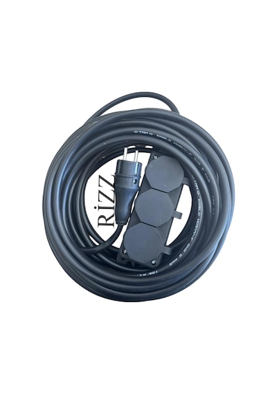 25 Metre 3'lü Grup Priz 3x2,5 Mm Cca Ttr Siyah Renk Topraklı Kauçuk Seyyar Elektrik Kablosu 1