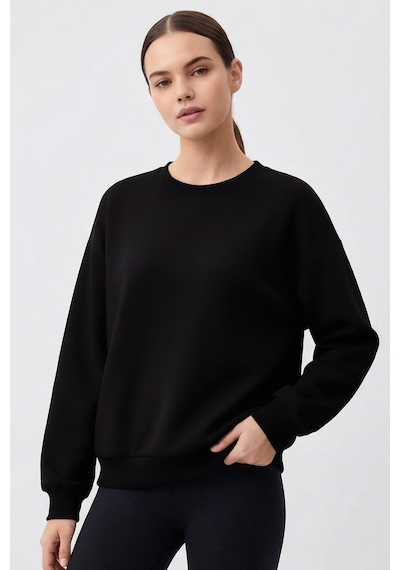 Basic Oversıze O Yaka 3lü Paket Siyah-koyu Gri- Taş Kadın Sweatshirt - 97053 Siyah-koyu Gri-taş
