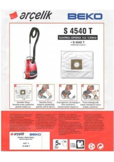 Arçelik Uyumlu S 4540 T Bez Toz Torbası 5 Adet