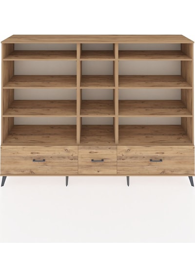Hyperion Dolap 12 Raflı 3 Çekmeceli 220x44x163 Çam-çam Çam-çam