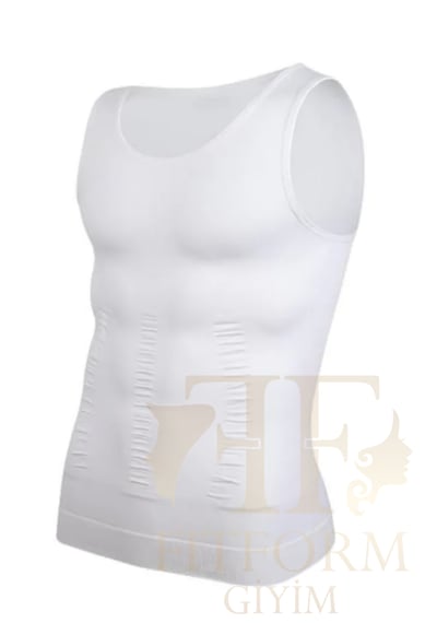 Fitform Giyim Fitform Erkek Atlet Korse Ultra Göğüs Toplayıcı Jinekomasti Göbek Toparlayıcı Dik Duruş Korse Beyaz