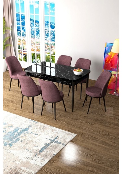 Canisa Concept Zen Serisi 80x132 Mdf Açılabilir Siyah Mermer Desen Masa Takımı Ve 6 Gül Kurusu Sandalye Masa Siyah Sandalyeler Gülkurusu Canisa Concept Zen Serisi 80x132 Mdf Açılabilir Siyah Mermer Desen Masa Takımı Ve 6 Gül Kurusu Sandalye Masa Siyah Sandalyeler Gülkurusu