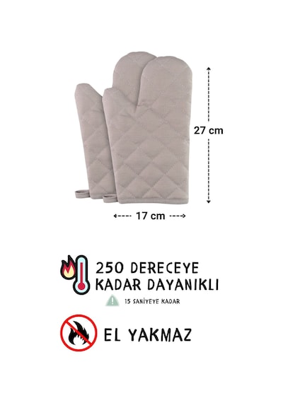 Simple 3lü Set Ayar Askılı Cepli Mutfak Önlüğü Seti 2 Eldiven Şef Garson Kafe Aşçı Barista Açık Gri