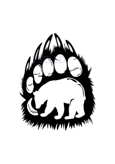Ayı Siluet Pençe Baskı Oturma Araba Sticker