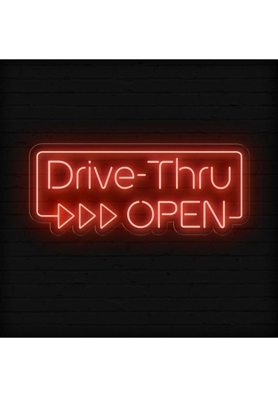 Drive-thru Open Yazılı Neon Tabela Kırmızı