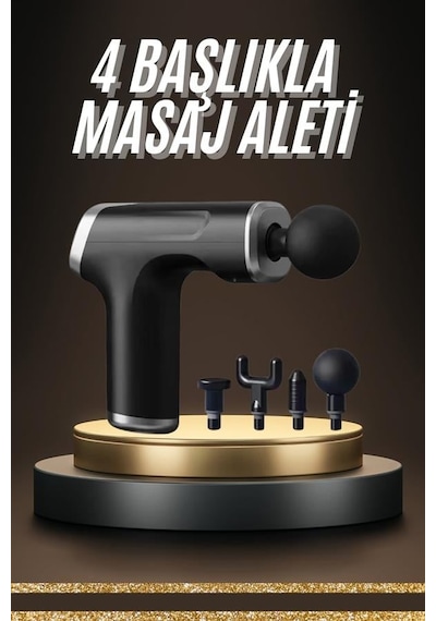 Tek Profesyonel Masaj Tabancası Sporcu Masaj Aleti 4 Başlıklı Şarjlı Titreşimli Najmaddin Diğer
