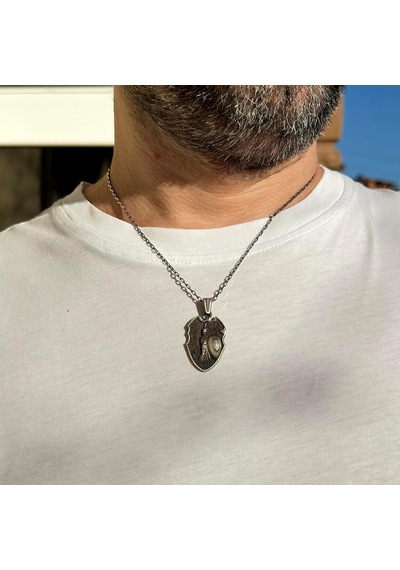 925 Ayar Gümüş, Spartalı Savaşçı Kolye, Erkekler İçin Hediye Gümüş Zincir İle Gümüş