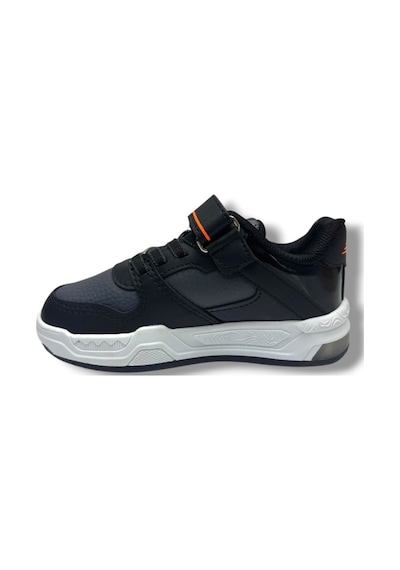 Ndrops 012-26 Deri Cırt Bantlı Çocuk Sneaker Siyah Oranj 26-30 Siyah