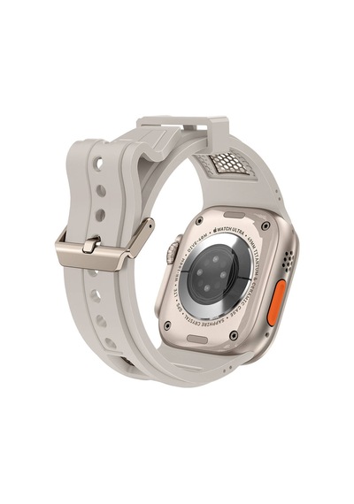 Apple Uyumlu  Watch  Ultra/ultra2 49mm Hava Alabilen Delikli Metal Süslemeli Desenli Silikon Kordon