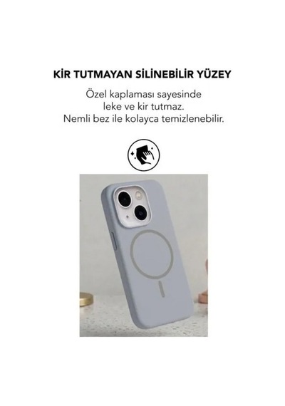 Apple İphone 13 Uyumlu Magsafe Lansman Silikon Kılıf Gri