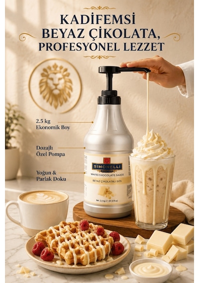 Simonelli Profesyonel Beyaz Çikolatalı Kahve ve Tatlı Sosu 2500 G + Pompa