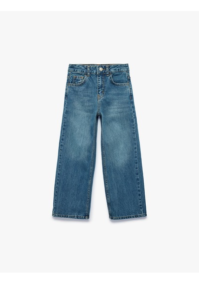 Koton Pamuklu Mom Fit Denim Pantolon Orta İndigo 7wkg40036ad