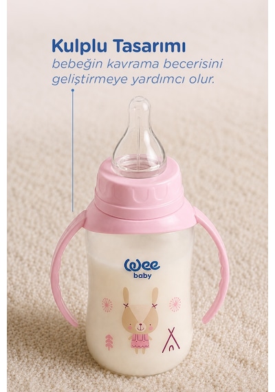 Wee Baby Klasik Kulplu PP Biberon 150 ML Pembe