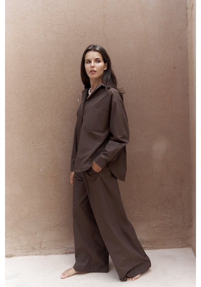 Mai Collection Mai Studios Co. Mirabella Kahve Gömlek Pantolon Takım Kahve