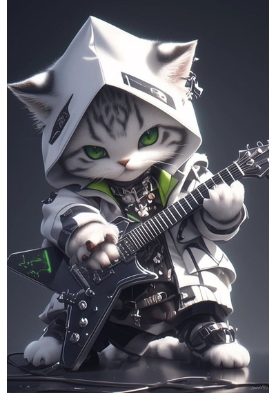 Rock Star Kedi Cam Tablo Gitar Çalan Sevimli Kahraman Rock Star Kedi Cam Tablo Gitar Çalan Sevimli Kahraman