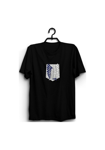 Unisex Siyah Attack On Titan Baskılı Tişört SIYAH