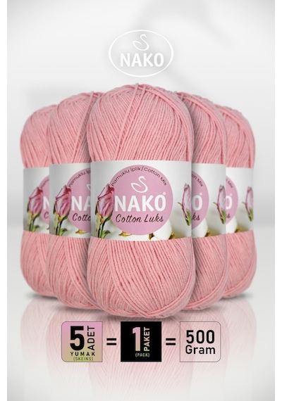 Cotton Lüks - 97548 Toz Pembe - 5'li Paket - 100gr/330m - Pamuklu Hırka Yelek Amigurumi İpi
