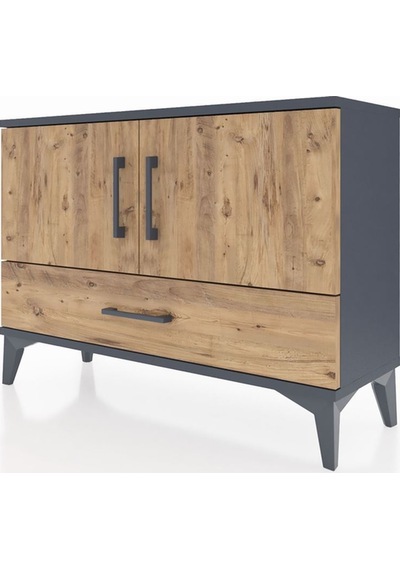 Arges Şifonyer 2 Raflı Tek Çekmeceli 2 Kapaklı 88x30x64 Antrasit-çam Antrasit