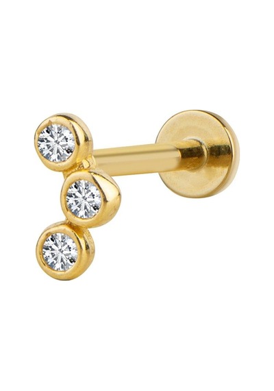 Goldkupe Üç Taşlı Altın Piercing-6477