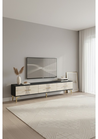 Tsa1832bg Slim Tv Stand, Tv Sehpası Beyaz-gold 180cm