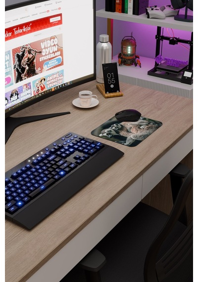 Lemur Kaymaz Dikişli Kauçuk Oyuncu Mousepad V4 - 22x18 Gaming Mouse Pad Fare Altlığı