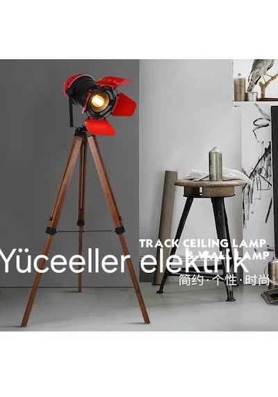 Yüceeller Retro Kırmızı Başlıklı Tripot Ayaklı Lambader
