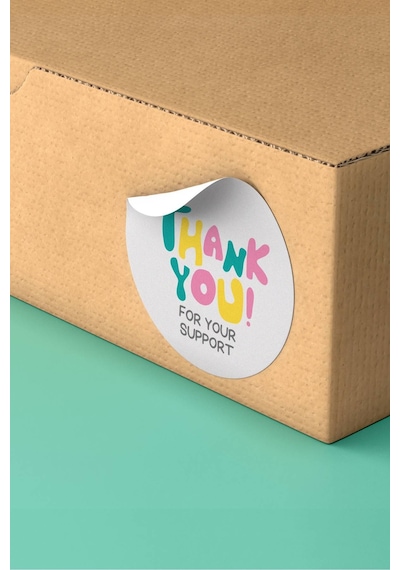Renkli Thank You For Your Support Sticker 3x3cm St2244 Çok Renkli