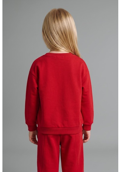 Defacto Bisiklet Yaka Ayıcık Aplikeli Sweatshirt Kız Bebek I1716a526aurd70 Kırmızı-rd70
