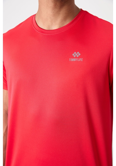 Tommy Life Kırmızı O Yaka Standart Kalıp Logo Desenli Aktif Spor Erkek T-shirt - 88255 Kirmizi