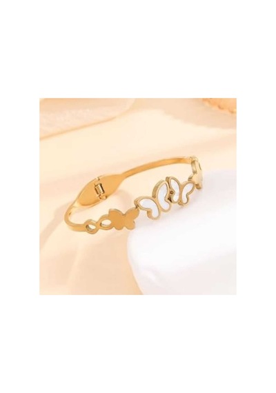 Kelebek Figürlü Çelik Kelepçe Bileklik Gold - 664546133 Gold