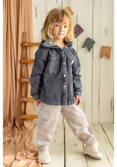 Oliven The Kid Oliventhekid Unisex Kapüşonlu Kot Ceket Siyah Siyah