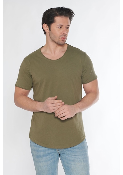 Black Horn Erkek Geniş Yaka %100 Pamuk Salaş T-shirt Haki