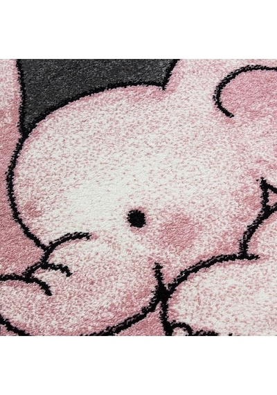 Yıldız Ve Fil Desenli Çocuk Halısı Gri-pembe-beyaz Gri - Pembe